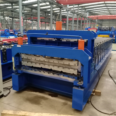 Rolo da dupla camada do metal da cor que forma a máquina para as folhas do telhado e o painel de parede de aço