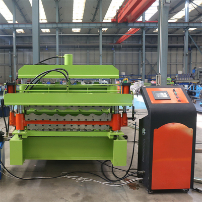 Rolo galvanizado de aço da dupla camada do telhado da cor que forma a máquina para o material de construção do metal