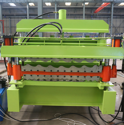 Rolo galvanizado de aço da dupla camada do telhado da cor que forma a máquina para o material de construção do metal